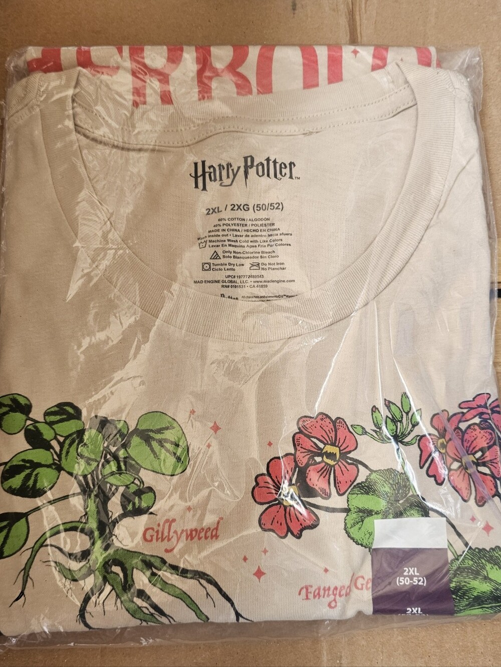 Harry Potter Herbology Graphic T-Shirt Gillyweed & Fanged Geranium Unisex 2XL